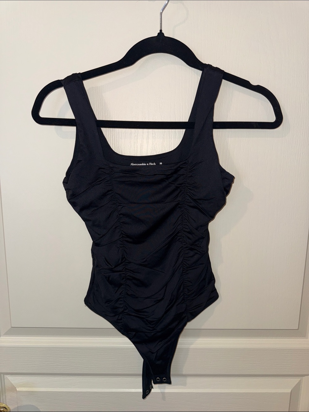 Abercrombie & Fitch Black Ruched Scoop Neck Bodysuit
